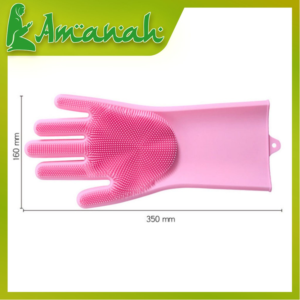 AS812 Sarung Tangan Karet Tebal Cuci Piring Silikon Dengan Brush Tebal / Silicone Gloves