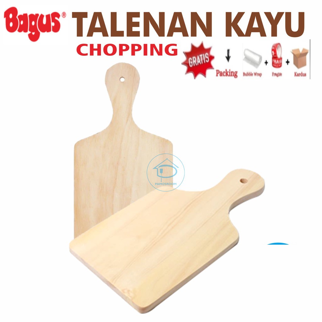 Talenan Kayu Gagang Ukuran Kecil Wood Chopping Board Alas Potong Multifungsi Talenan Kayu Tebal Murah