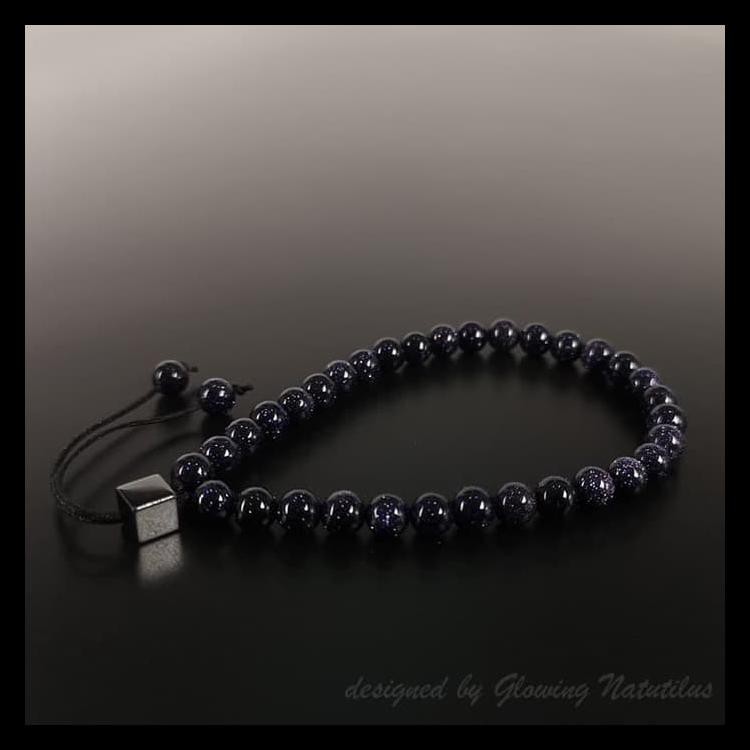 GELANG TASBIH 33 BATU ASLI PASIR EMAS BIRU 6MM