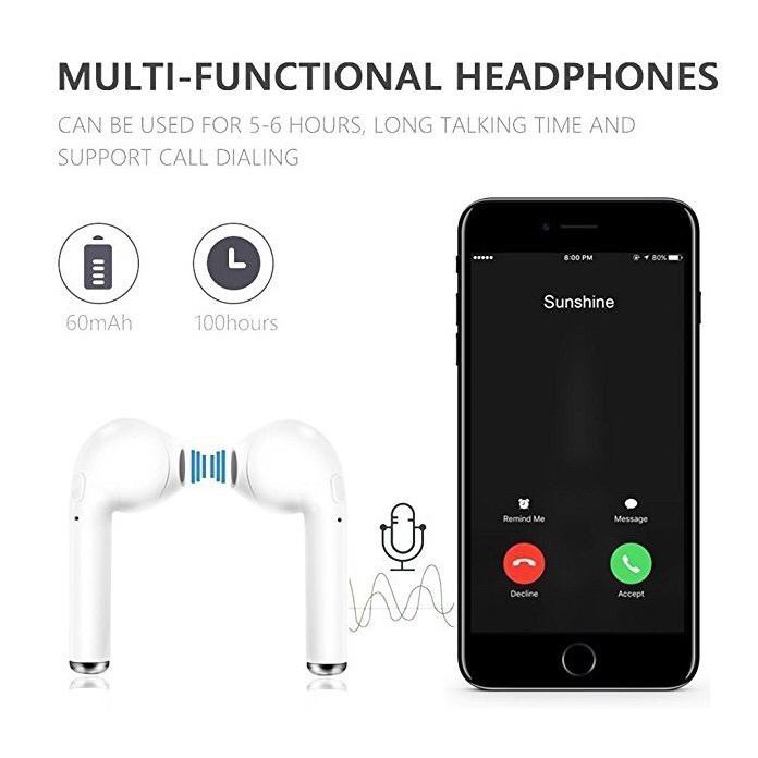 DS EARPHONE BLUETOOTH i7S TWS WITH CHARGER CASE / HEADSET BLUETOOTH IMPORT / AIRPOD WIRELESS--