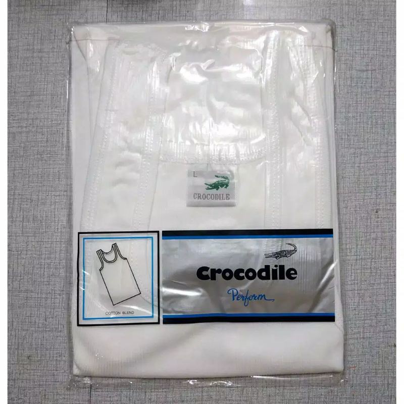 CROCODILE Kaos Dalam pria 801 Putih Salur Original