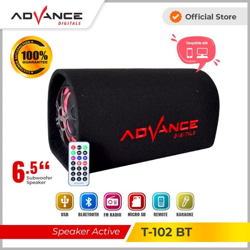 Speaker Advance T102bt Super Bass Subwoofer 6,5Inci/Speaker Bluetooth Advance T-102BT Radio FM/Salon Aktif Portable Speaker Aktif Tabung