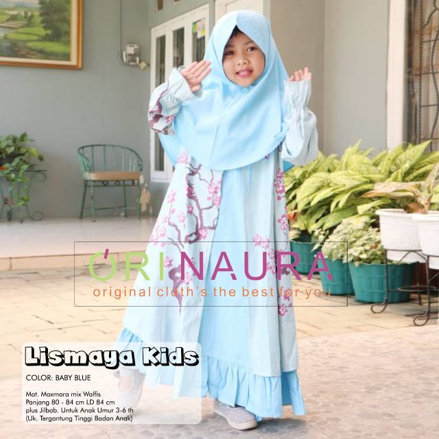 Lismaya Kids ORI NAURA ORI BERLABEL ORI NAURA DRESS KIDS BAJU MUSLIM DRESS MUSLIM ANAK