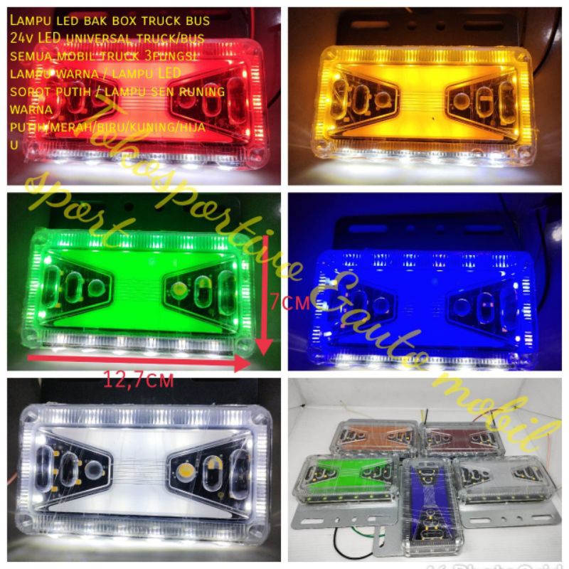 Lampu LED bak truk bus mobil box variasi Lampu truck bus elf 24v model kotak  Full LED +sen