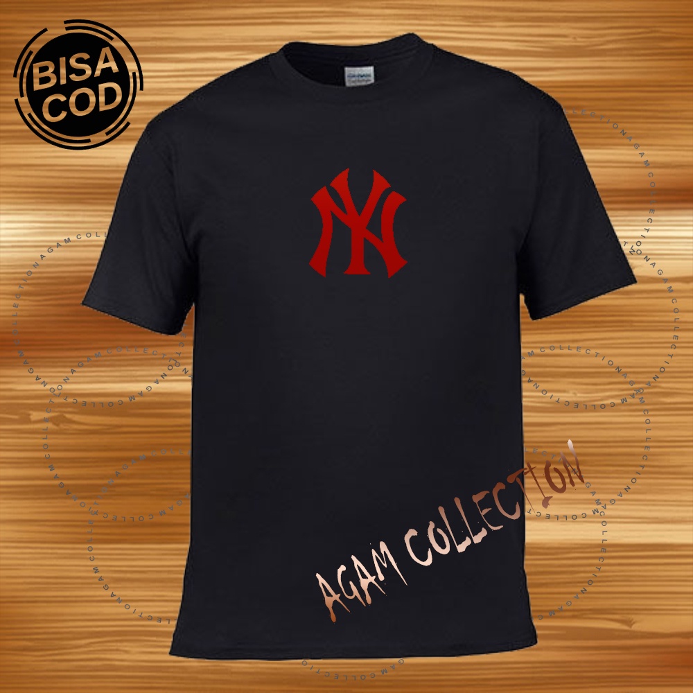 Agam Collection Baju Kaos Distro New York Kere Text Merah Lengan Pendek Premium Quality Kaos Murah Terlaris