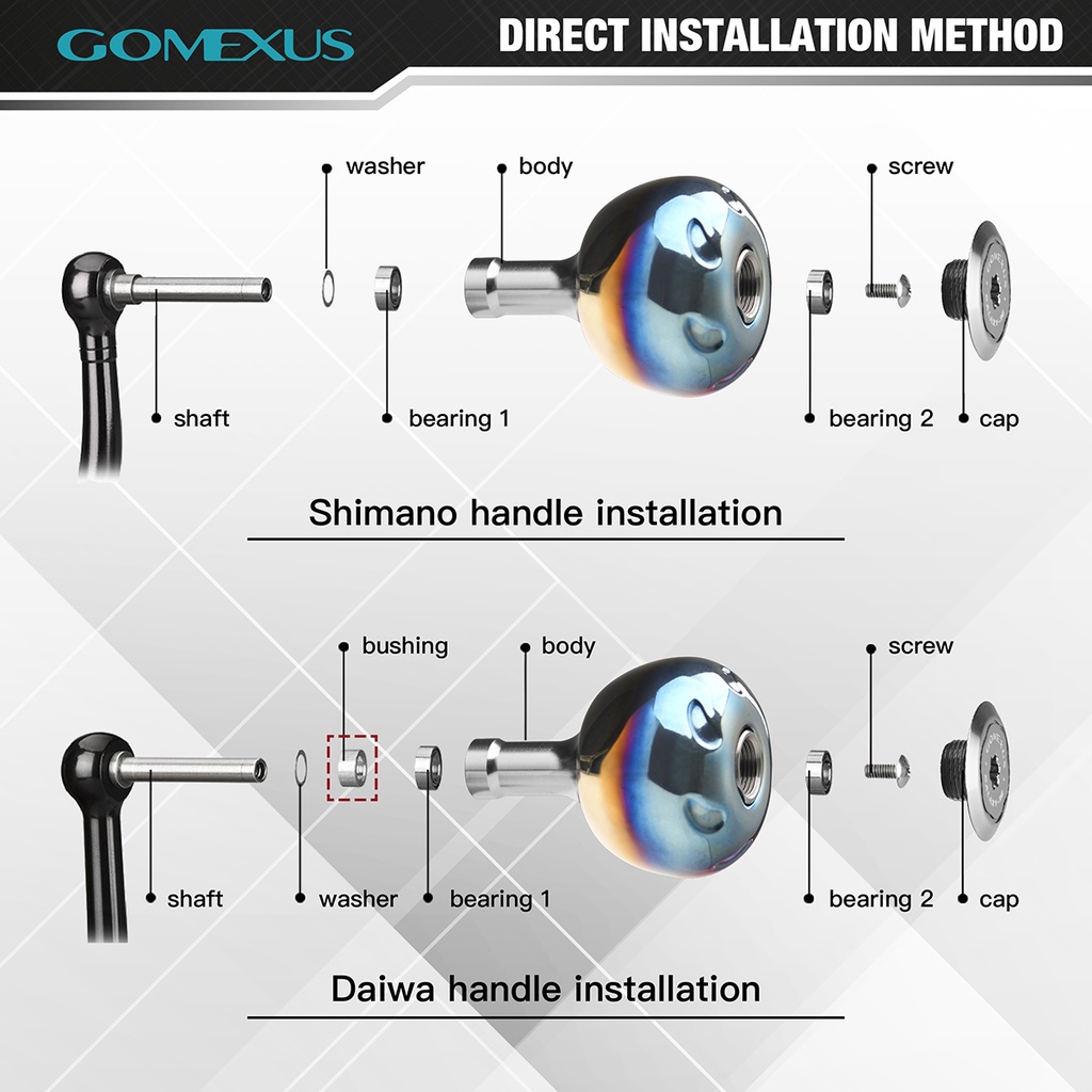 REEL HANDLE KNOB GOMEXUS GALAXY TITANIUM ALLOY 38 | 41 MM