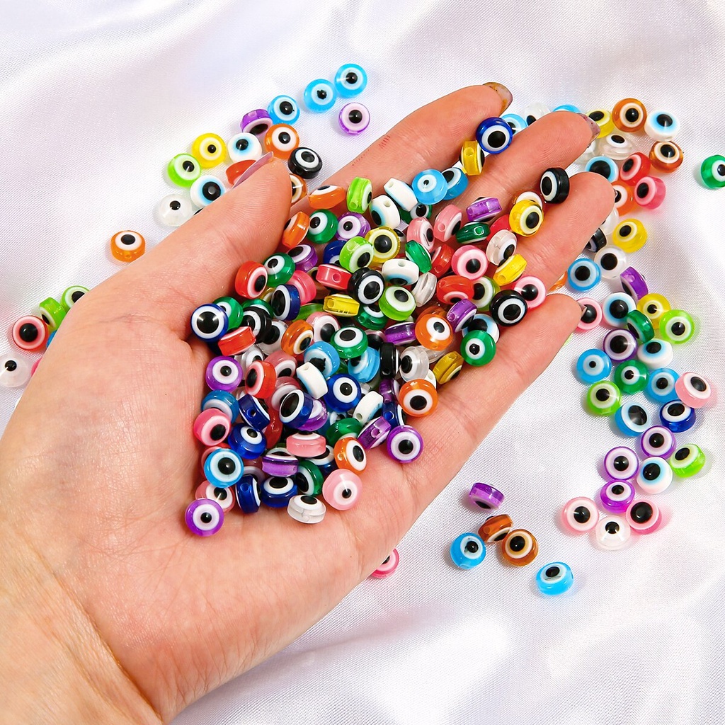 10 Buah/Banyak 8Mm Resin Oblate Bentuk Mata Multicolor Manik-manik Longgar untuk Gelang Kalung DIY Membuat Perhiasan Aksesoris