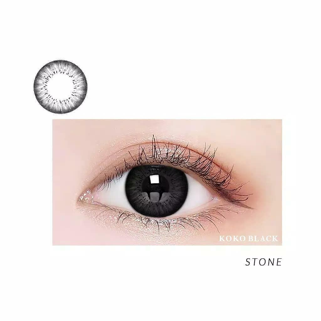 Softlens KOKO BLACK DIA 14.50mm MINUS STONE JET BLACK GOTHIC MARBLE (-3.25 S/D -6.00 ) MINUS/Lensa  Kontak/BS