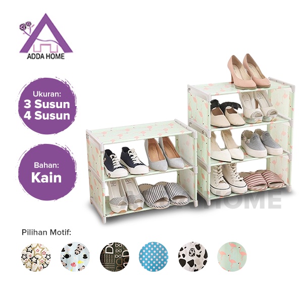 Adda Home - Rak Sepatu Buku 3 atau 4 Susun Serbaguna Portable Shoes Rack Mudah Dipasang