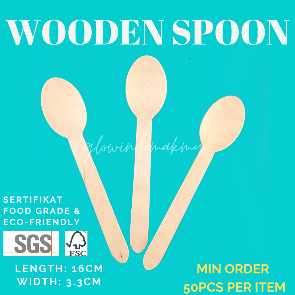 Pisau Kayu Wooden Knife Pisau Kue Pisau Dessert Sendok Kayu Garpu Kayu Gase Spork Kayu