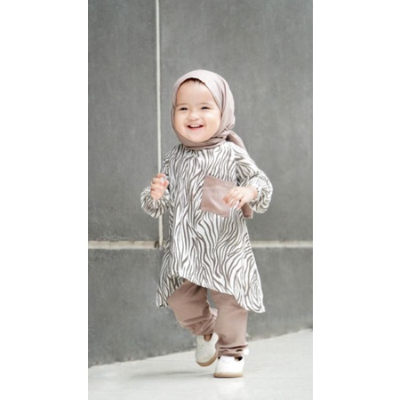 Set Tunik Azzahra Original Beuzee Setelan Anak Perempuan Free Pasmina 1-4 Tahun