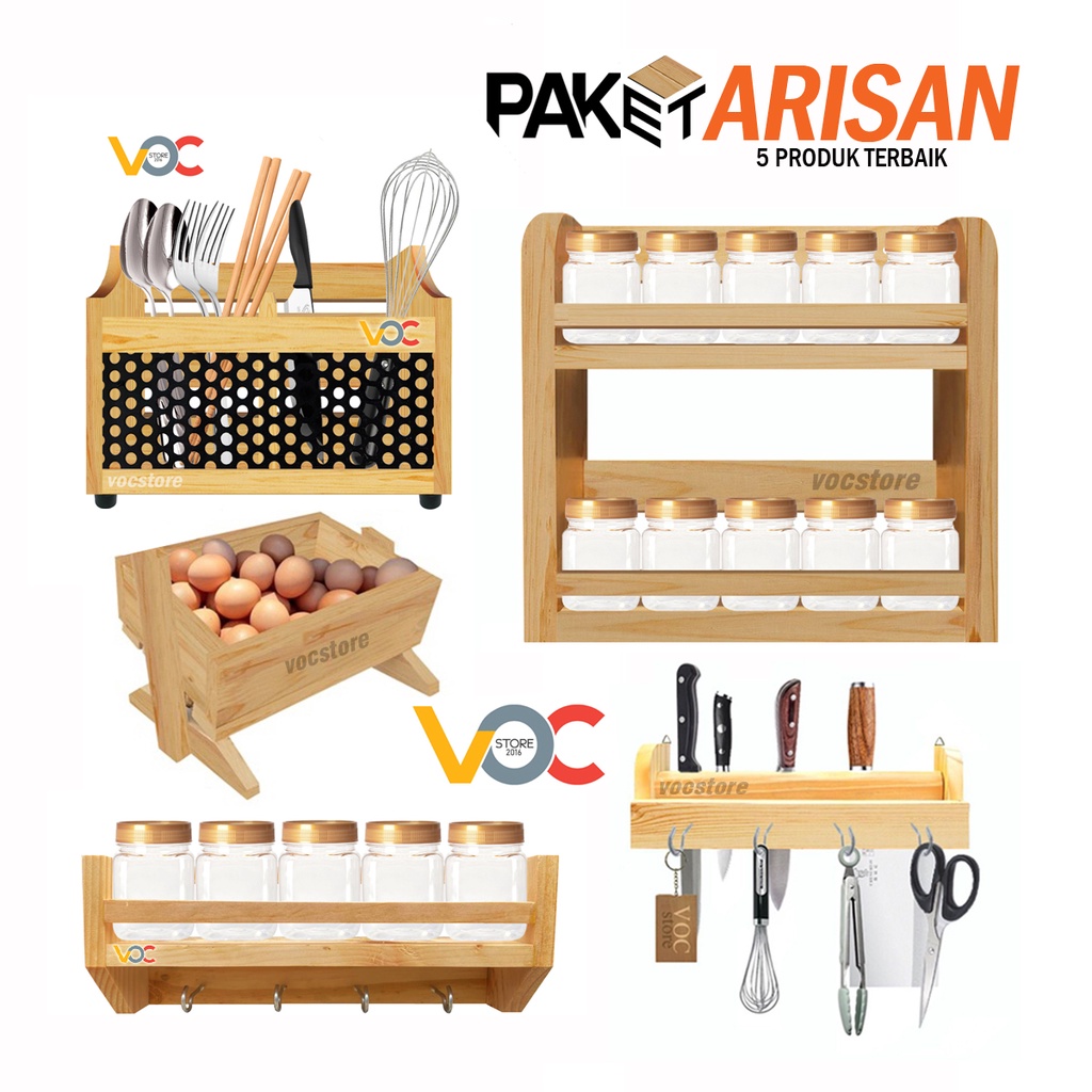 Paket Arisan Perabot Rak Tempat Bumbu Dapur  Toples Plastik GRATIS Sticker Nama Bumbu