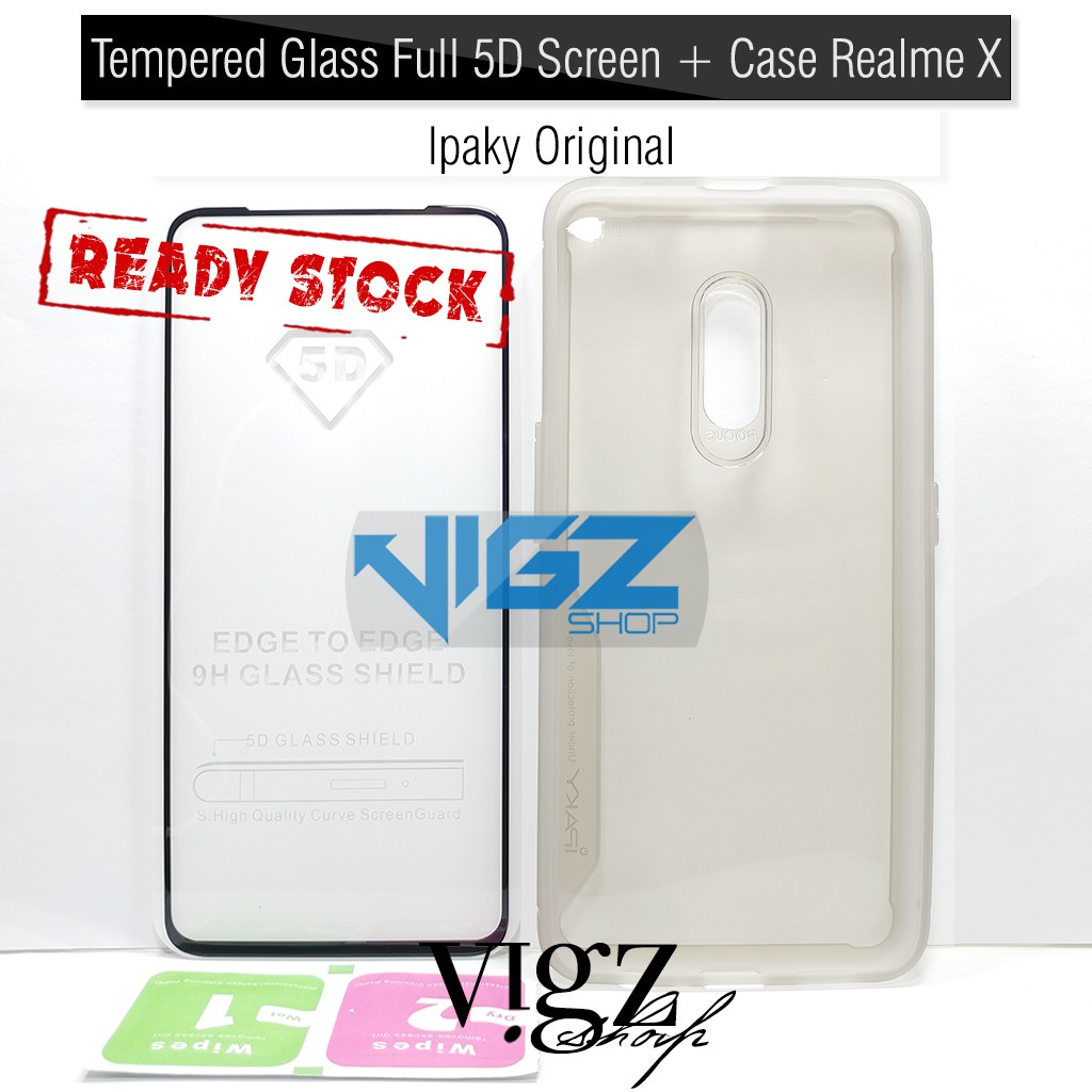 Tempered Glass Full 5D Screen Plus Case Realme X Ipaky Autofocus Original 1 Paket