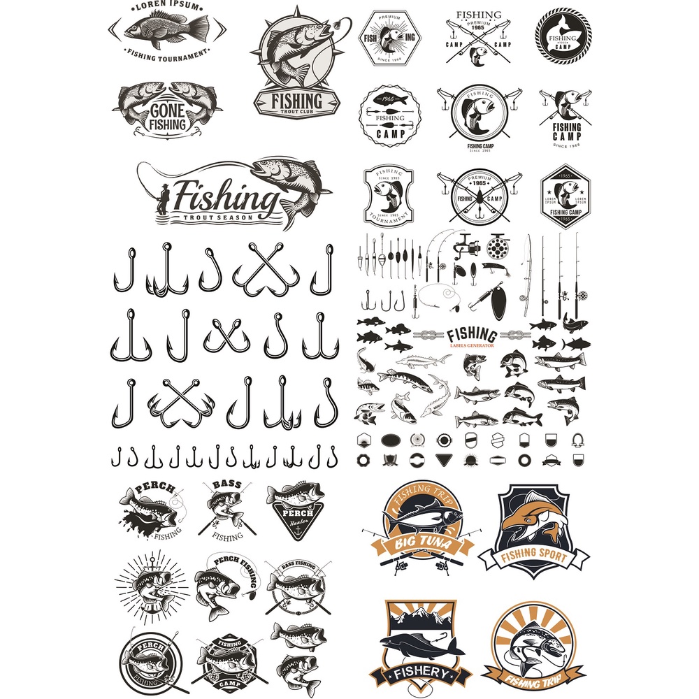 Fishing Club Logo Set Vector - Coreldraw