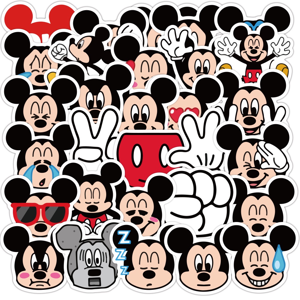 Mickey Mouse stiker lucu anak-anak kartun ekspresi Jurnal koper bahan Jurnal dekorasi cangkir air st