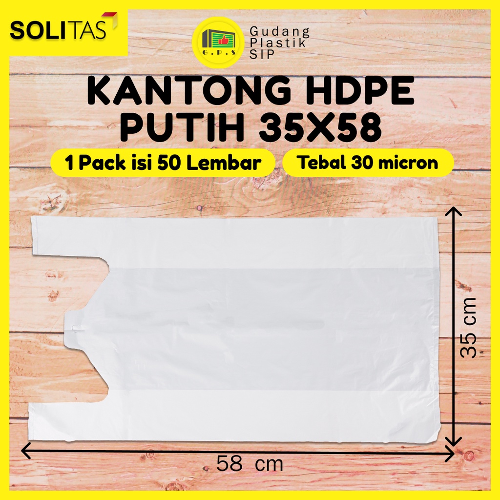 Kantong Plastik Kresek Putih Tebal UK 35x58 HDPE