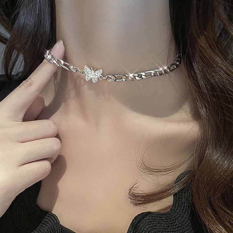 Butterfly Kalung Choker Rantai Klavikula Pendek Desain Kupu-Kupu