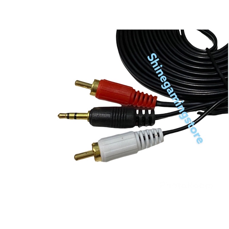 Kabel Audio RCA 1x2 Jack 3.5mm - AUX 1 ke 2 Warna Hitam Original 1,5m