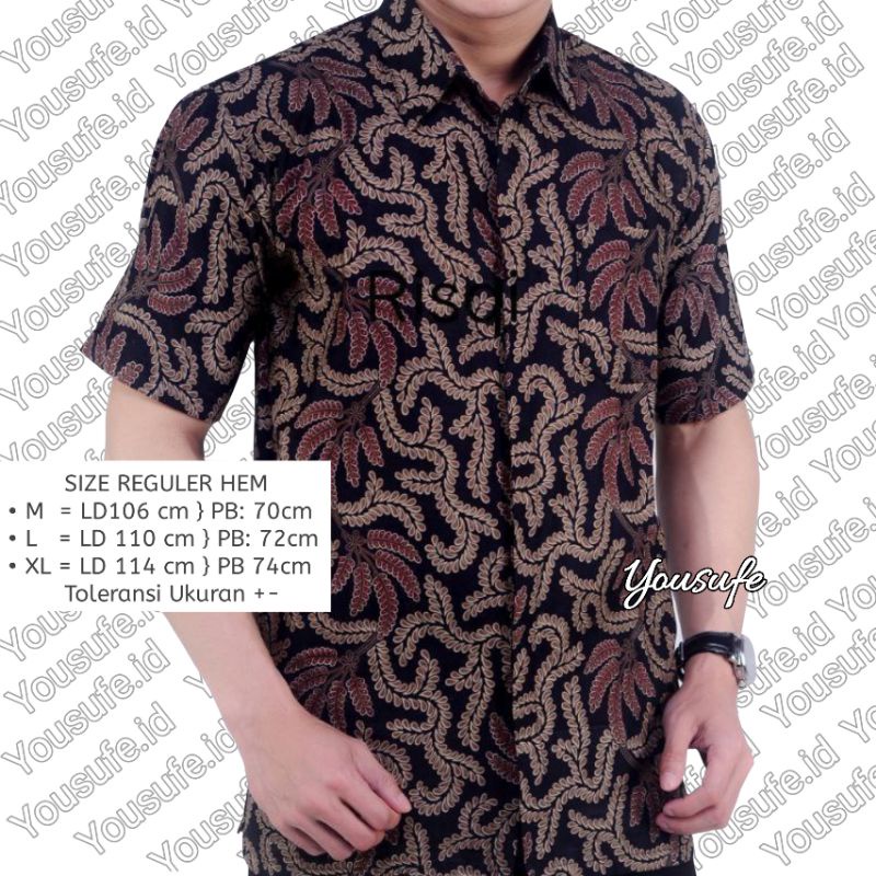 Batik Pria Lengan Pendek Seragam Kantor Formal Casual Modern Terkini Laris Shopee COD Hitam Coklat Gelap