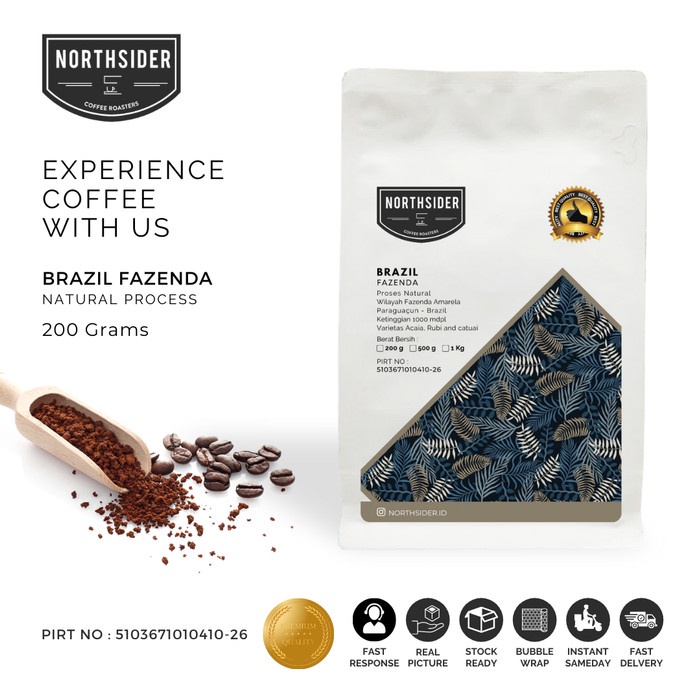 

H2J021 Biji Kopi Arabika Brazil Fazenda Amarela Natural - 200Gr Northsider - Biji Kopi Hyh1Yjj