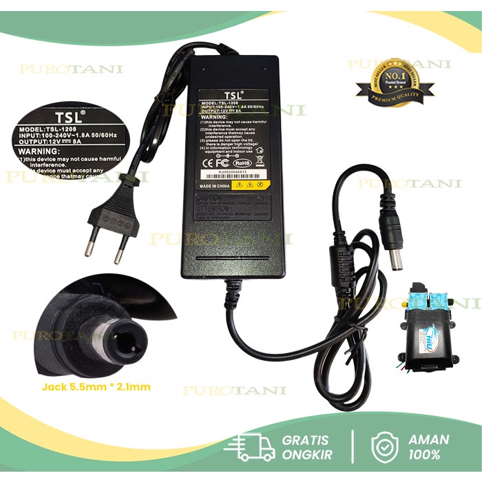 Adaptor 12V 8A AC PLN to DC 12 Volt Dinamo DC Dobel Pump