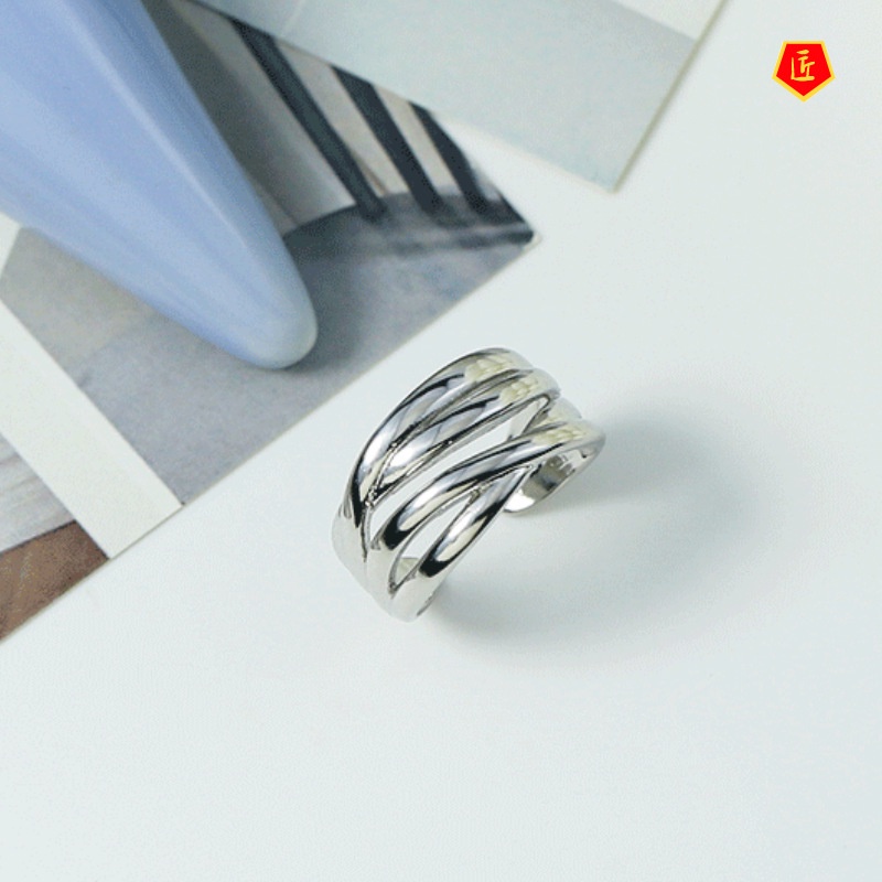 [Ready Stock]S925 Silver Ins Stylish Simple Personality Open Ring for Women