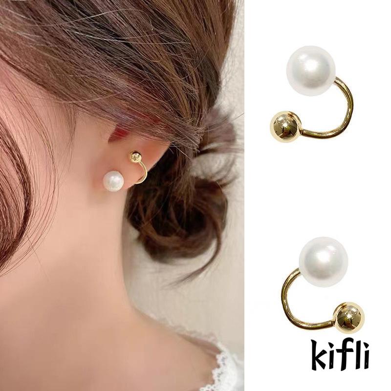 Anting Tusuk Silver S925 Desain Simple Hias Mutiara Untuk Wanita