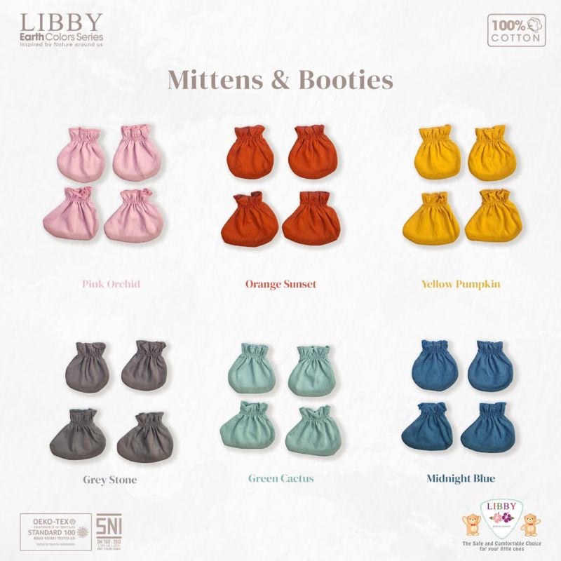 Libby SARUNG TANGAN KAKI Bayi Polos &amp; Motif / Mitten &amp; Booties / STK (1 Pasang/Pack)