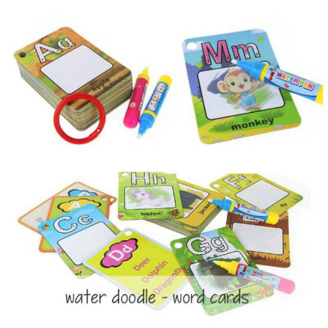 

Water doodle alphabet card, shapes colors and numbers