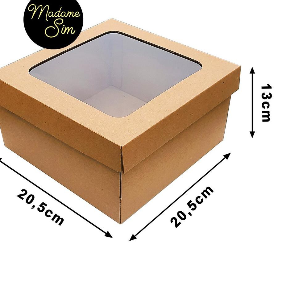 

KOTAK KUE - CAKE BOX 20 x 20 x 13 CM - COKLAT + JENDELA (ISI : 10 PCS) .