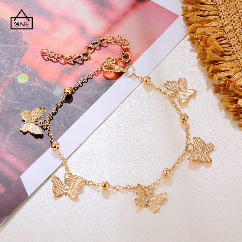 COD❤Gelang Kaki Wanita Kupu-kupu Baru Fashion Aksesoris Hadiah Pacar Berongga Gelang A one