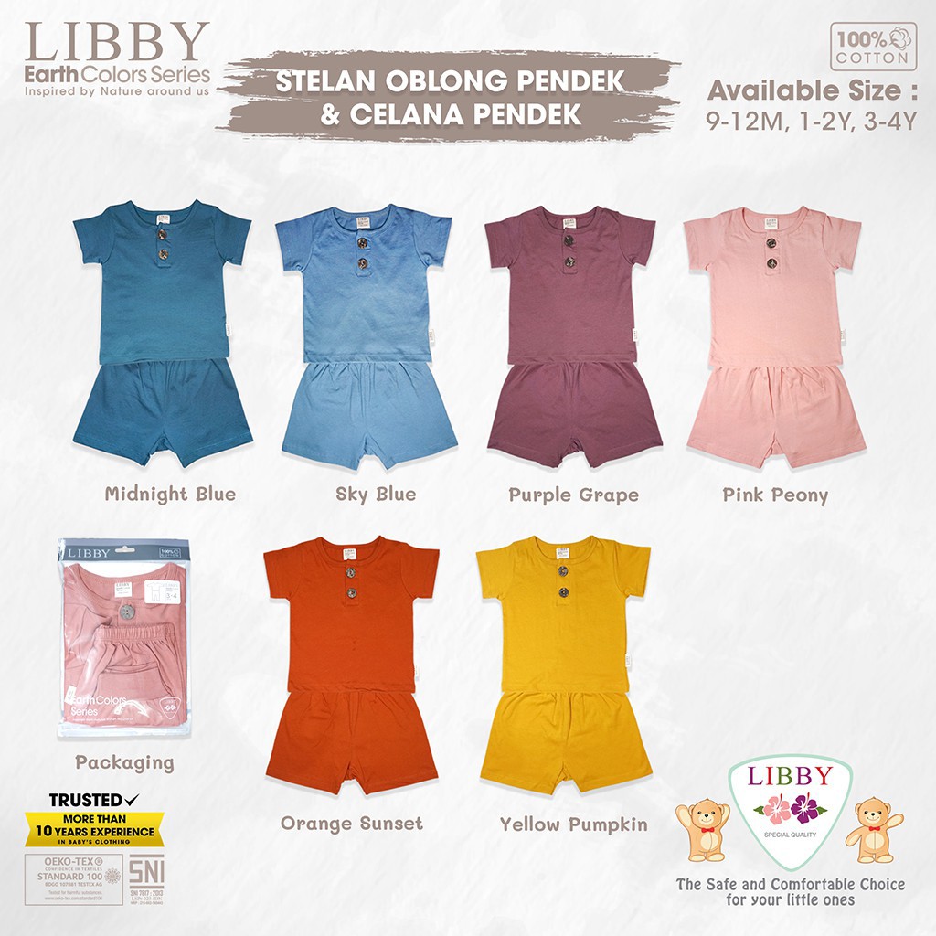 LIBBY EARTH COLORS SERIES - Setelan Oblong Pendek Celana Pendek (1 Setel/pack) | 6 Bulan - 6 Tahun