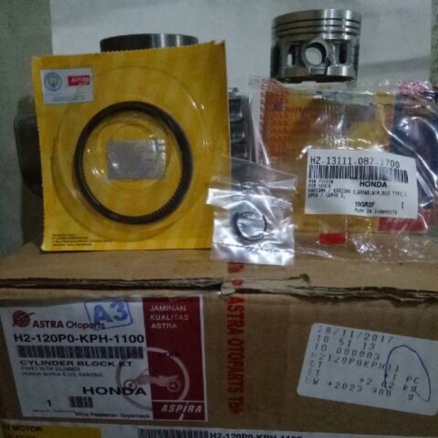 BLOK BLOCK SEHER ASSY PLUS PISTON HONDA KARISMA / SUPRA X 125 MERK ASPIRA