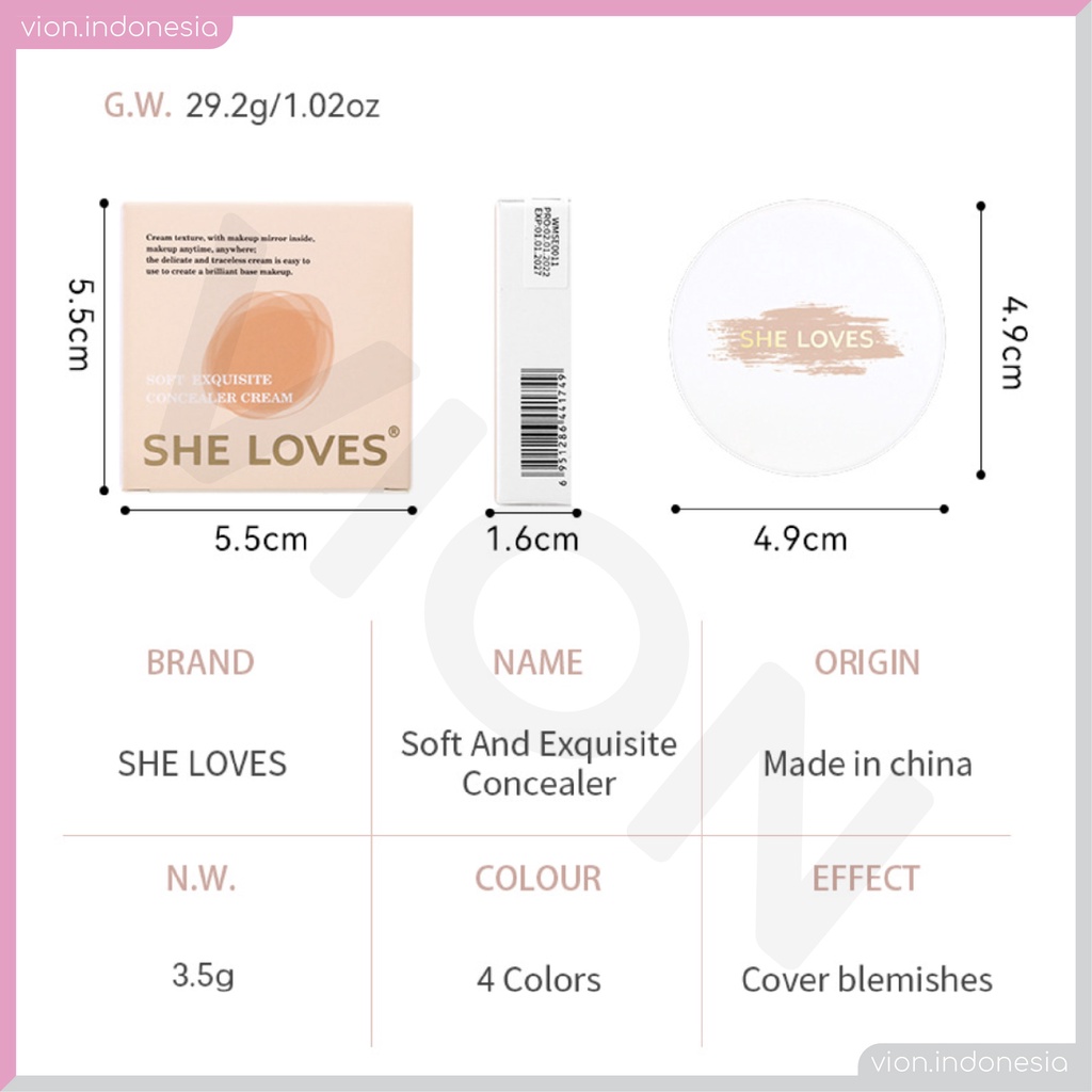 SHE LOVES Concealer Cream Soft Exquisite 4 Colors Original Sheloves SL026