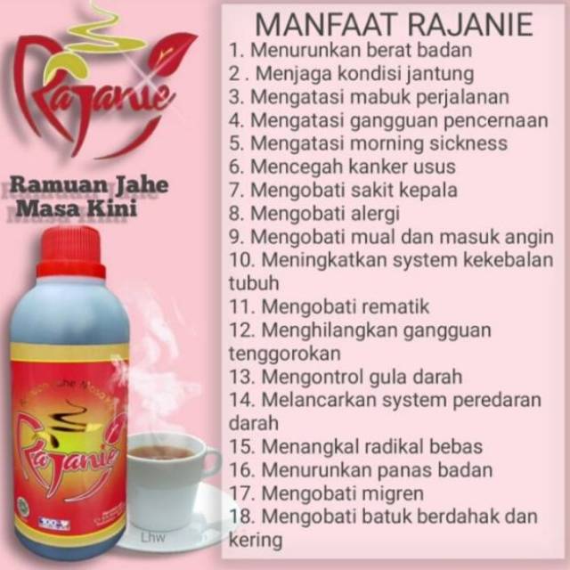 Rajanie ramuan Jahe merah alami pelangsing diet herbal