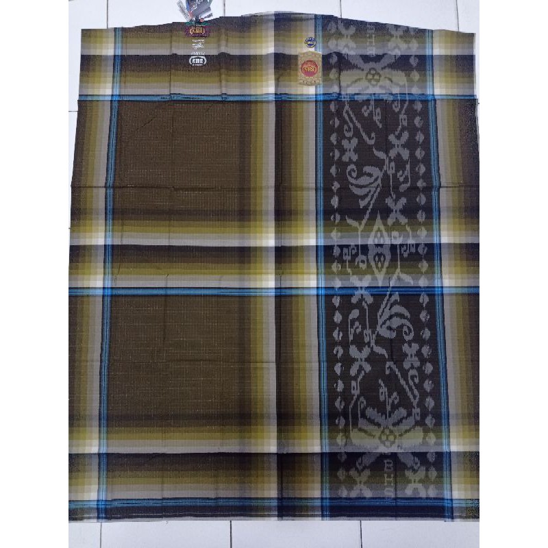 SARUNG BHS GOLD CLASSIC MOTIF TKM KUNING KOMBINASI BIRU