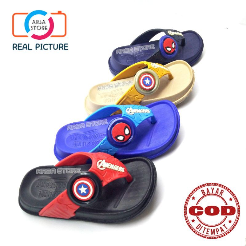 Sandal Anak, Sendal Jepit Anak Laki laki, Sandal Karet Superhero Terbaru Usia 2-8 tahun