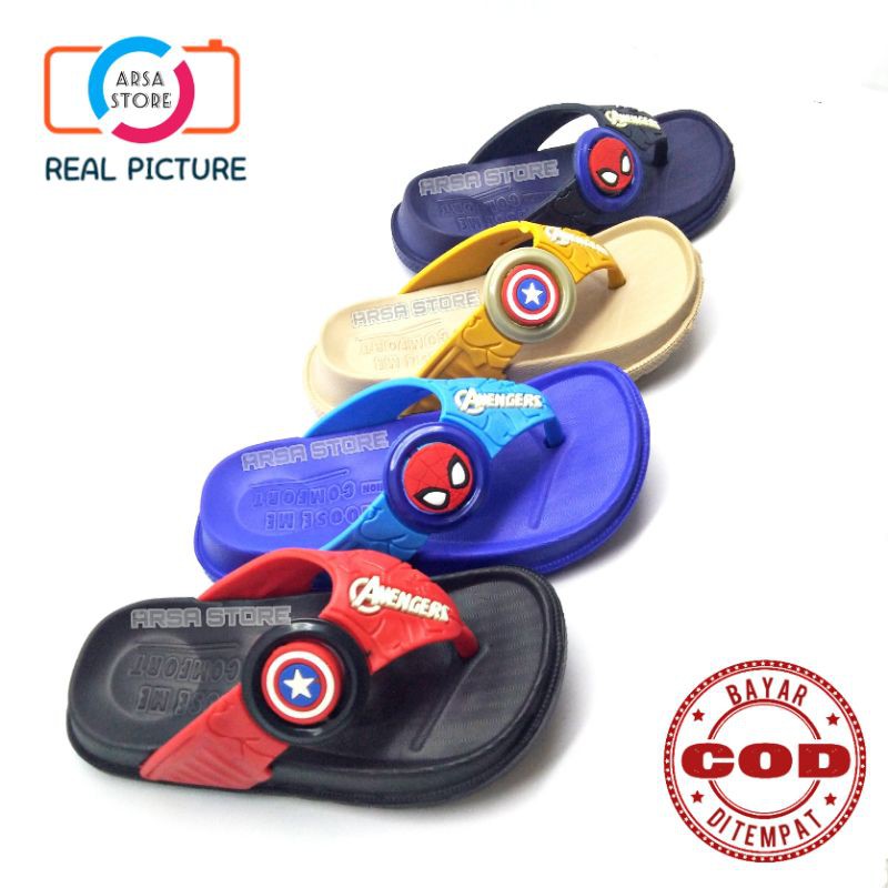 Sandal Anak, Sendal Jepit Anak Laki laki, Sandal Karet Superhero Terbaru Usia 2-8 tahun