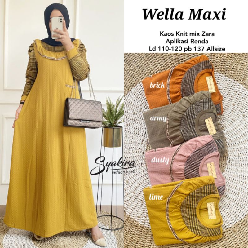 wella Maxi dress kaos knit mix zara aplikasi renda allsize
