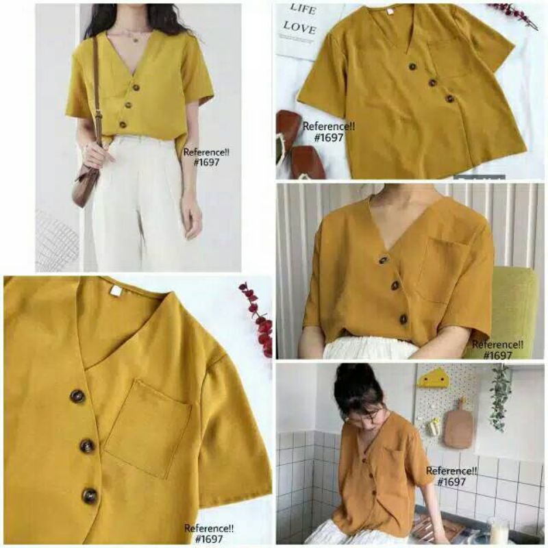 Thrift Kimono botton top // preloved blouse kimono