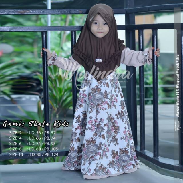 Gamis Anak Tanggung Monalisa Motif Bunga Saffa Kids Original by Nalindra Kids