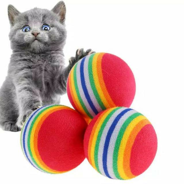Mainan Bola Anjing Kucing  Gigitan Warna  Warni  Pelangi Pet 
