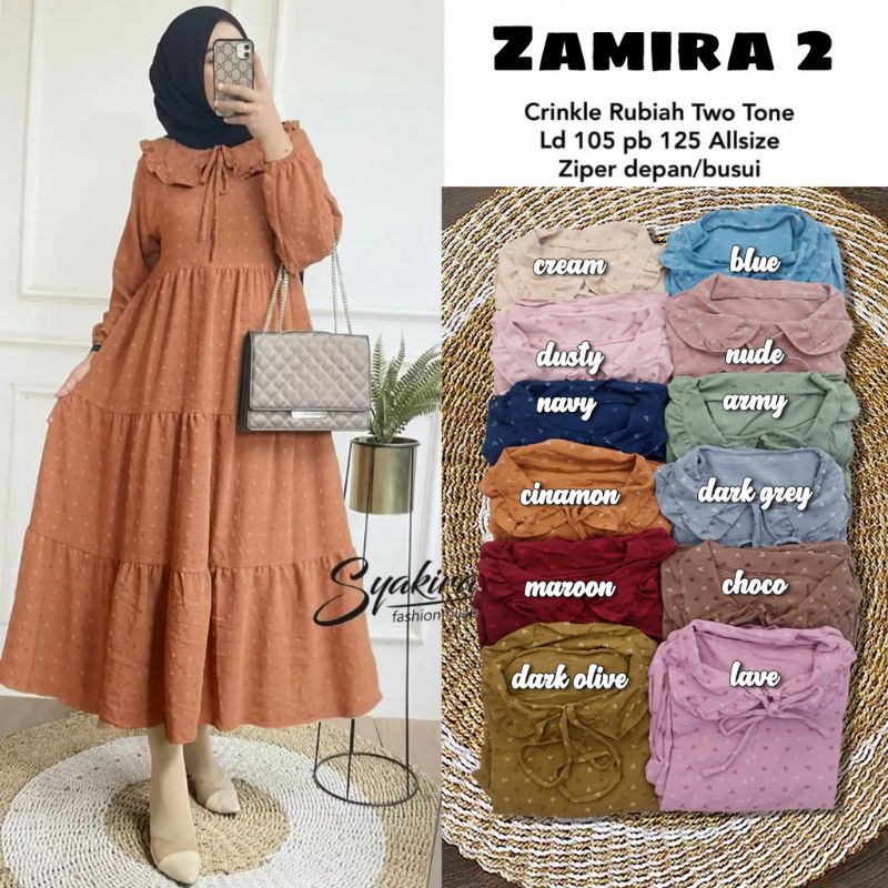 ZAMIRA TWO-TONE #2 MIDI DRESS CRINKLE RUBBY