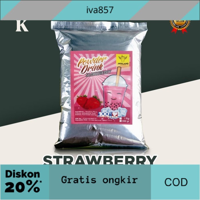 

PROMO Bubuk Minuman Bubble Powder Drink Strawberry ORIGINAL Javaland 1kg GRATIS ONGKIR