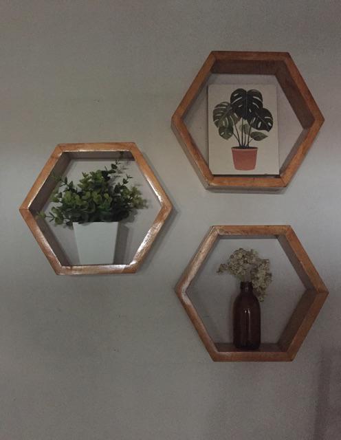 Rak Dinding Hexagonal 3pcs