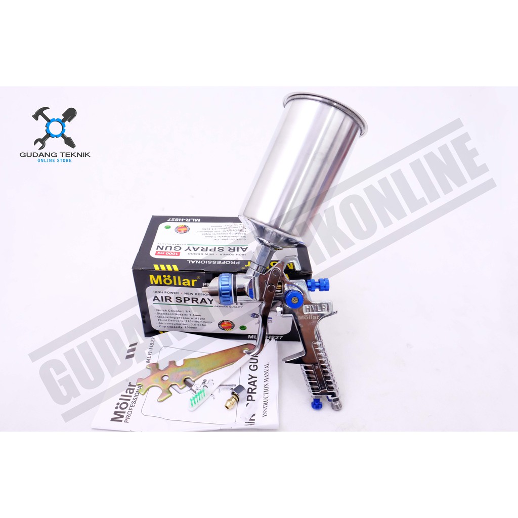 Spray Gun HVLP 1.4mm MOLLAR H827 / Alat Spraygun Semprot Semprotan Cat H 827 MOLLAR