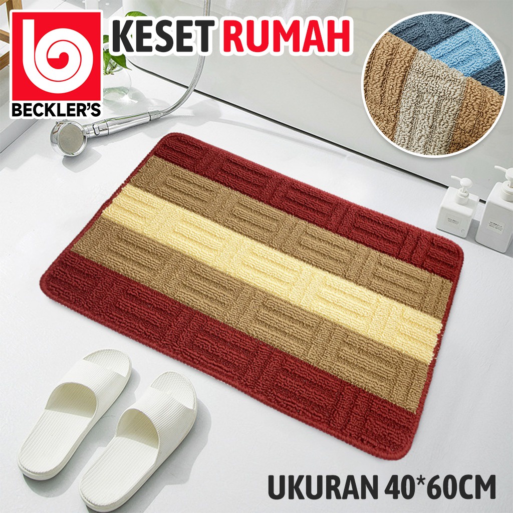 Keset Kaki Bludru Motif Timbul Bahan Karet Bulu Anti Slip 40 x 60cm