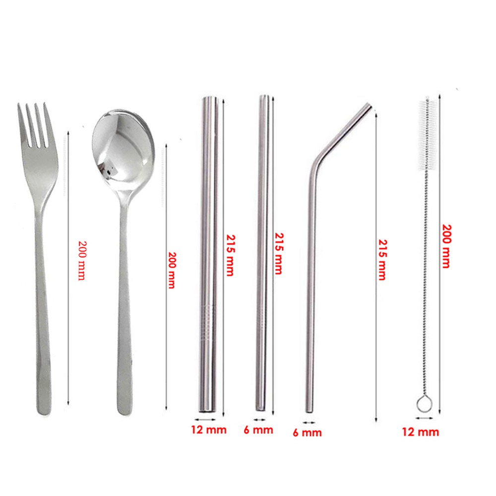 Cutlery Set Stainless 7 in 1 Sujeo Travel Cutlery Gratis Pouch