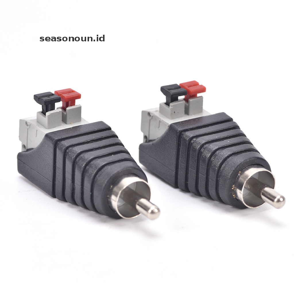 【seasonoun】 New 2PCS Speaker Wire A/V Cable to Audio Male RCA Connector Adapter Jack Press Plug .