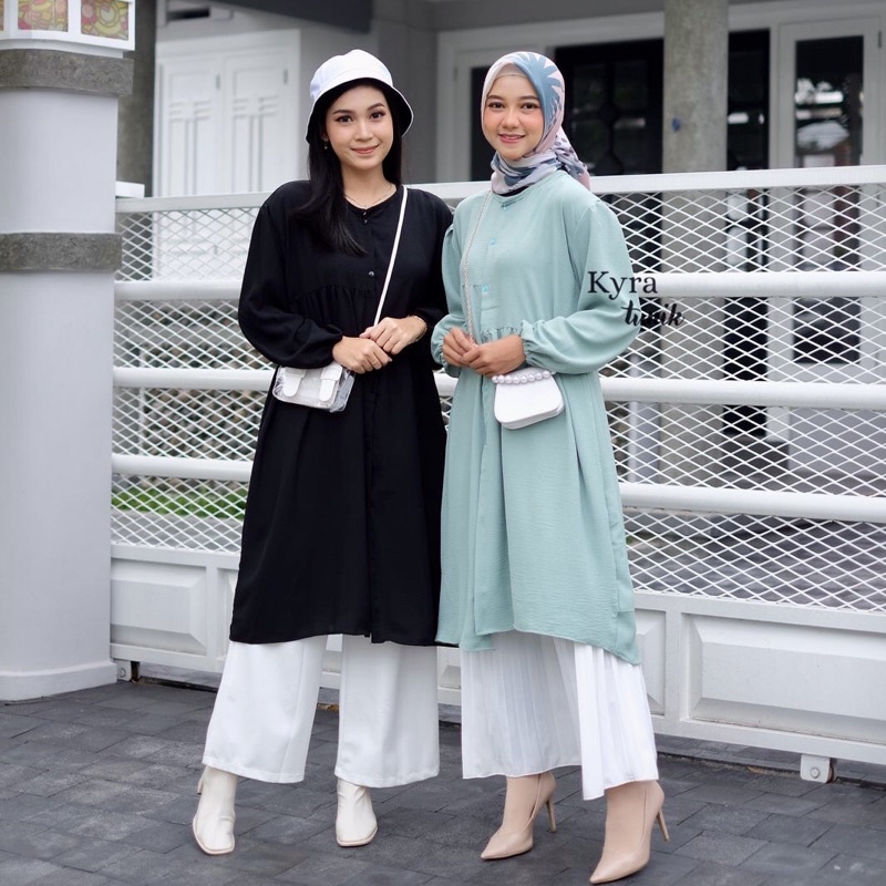 TUNIK KYRAA POLOS AIRFLOW PREMIUM / KYRAA TUNIK FULL KANCING WANITA / TUNIK POLOS BUSUI FRIENDLY